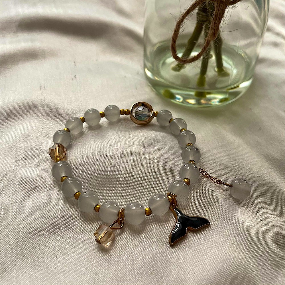 Handmade Gray Beaded Bracelet